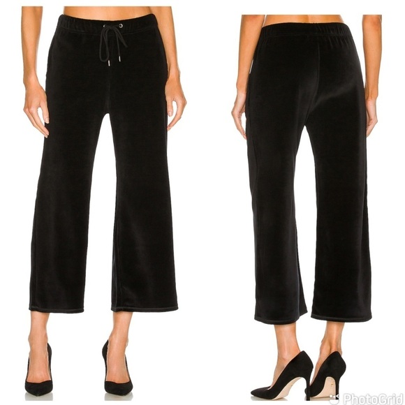 Nili Lotan Daphne Velour Wide Leg Sweatpant in Black